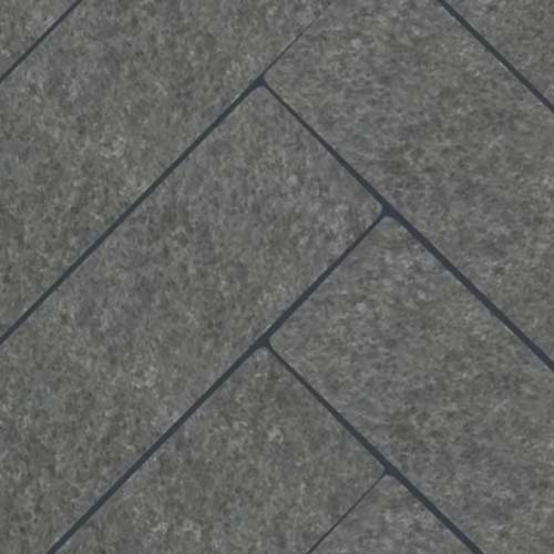 Flamed Black Basalt Herringbone Floor Tile