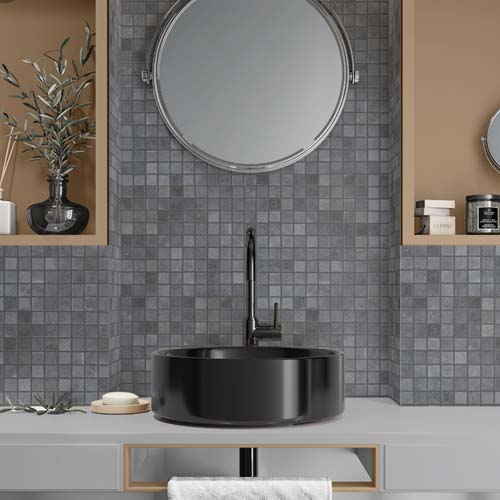 Bathroom Basalt Mosaic Wall Tiles Project Reference
