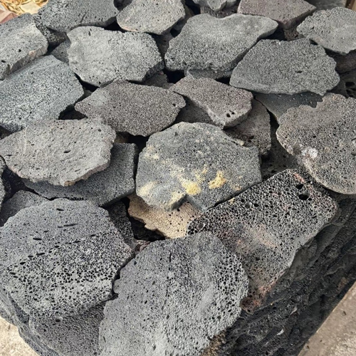 natural black basalt garden stepping stones
