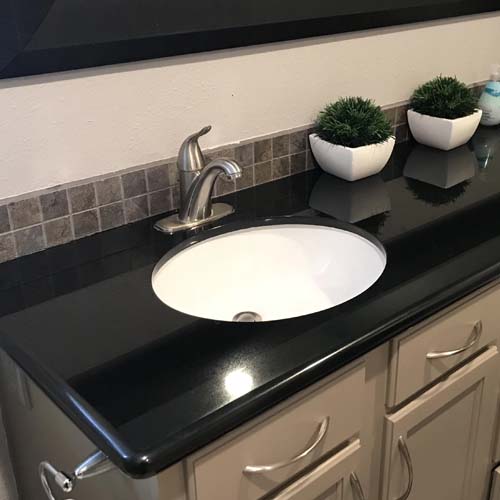 Mongolia black granite bathroom vanity top with oval polishd sink cutout