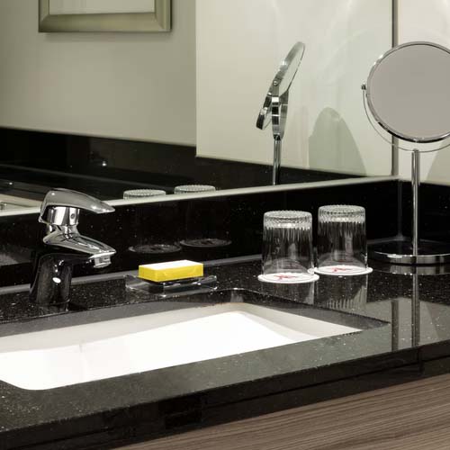 Absolute black granite bathroom countertop