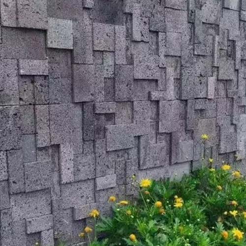 Rough porous basalt tiles for residential feature wall project