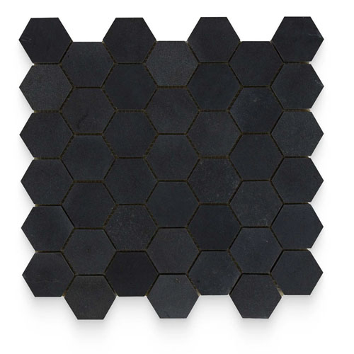 2x2 Basalt Black Honed Hexagon Mosaic