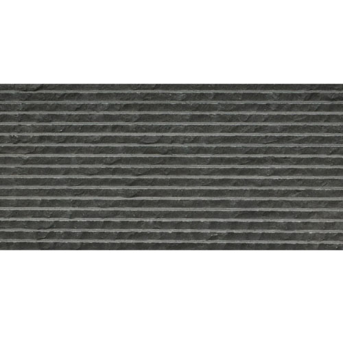 Basalt Black 12 x 24 Pinstripe Textured Tile