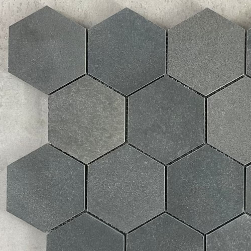 Basalt honeycomb mosaic tiles