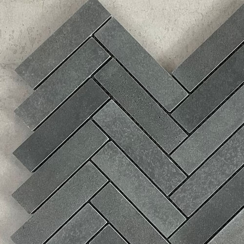 Basalt stone herringbone mosaic honed finish tiles