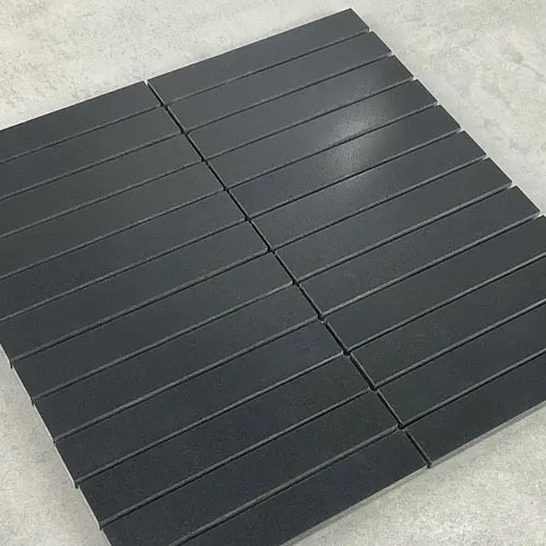Stacked basalt stone honed mosaic tiles
