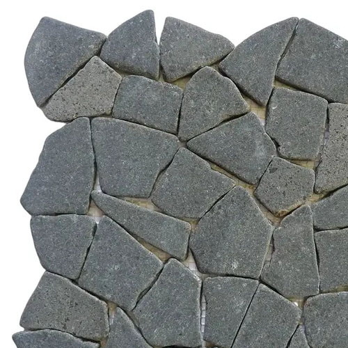 Black lava stone random wall and floor mosaic tiles