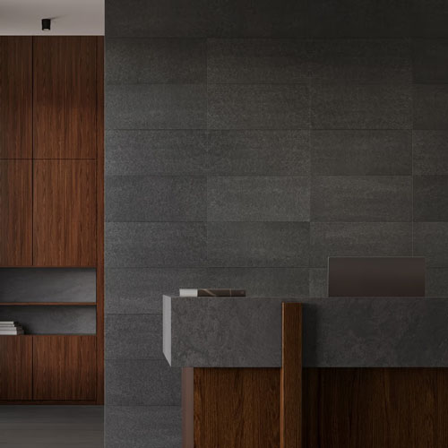 Pietra basalt black 12x24 flamed and brushed basalt tiles